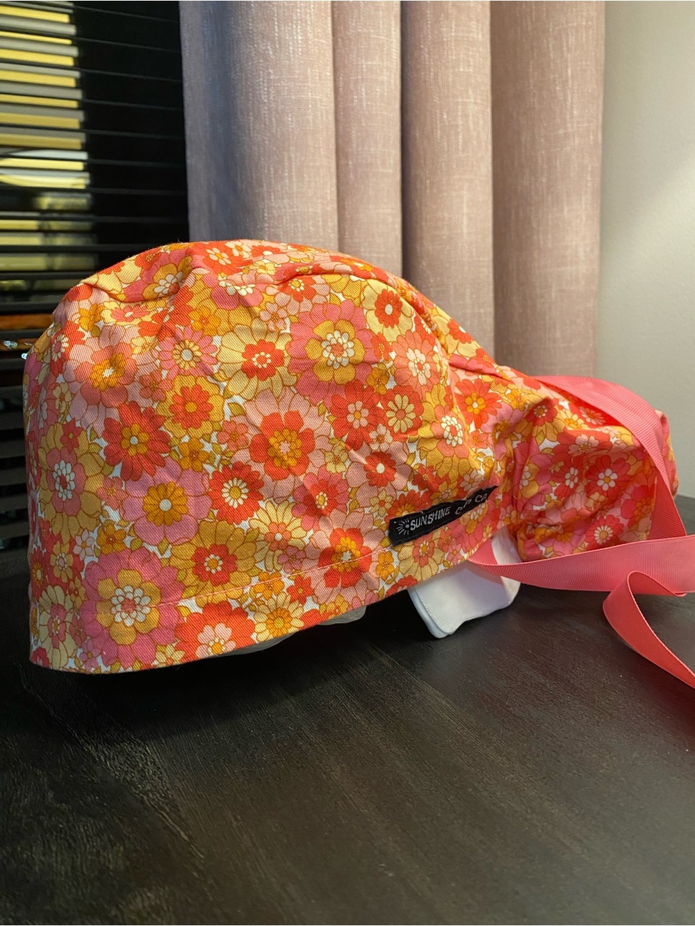 Floral Satin-lined Scrub Cap
